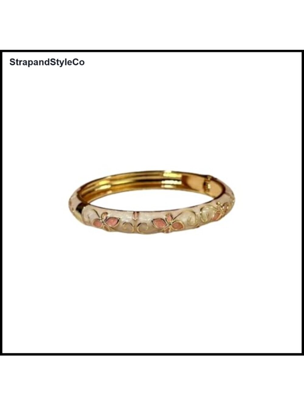 Gold Plated Flower Cloisonne Bangle Bracelet Enamel Hinge Women's Jewelry Gift